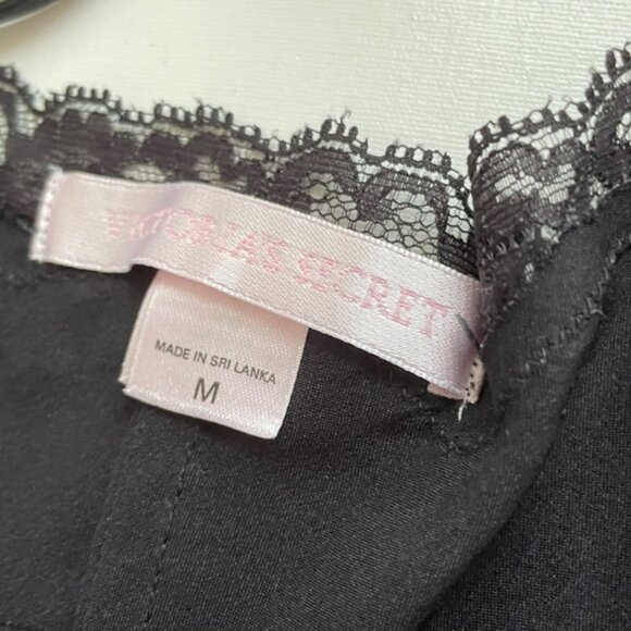 Victorias Secret Satin Slip Dress M Lace Trim Dark Romantic Whimsigoth Intimate - Picture 10 of 13